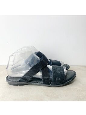 Born Black Suede & Elastic Crossover Sandals
